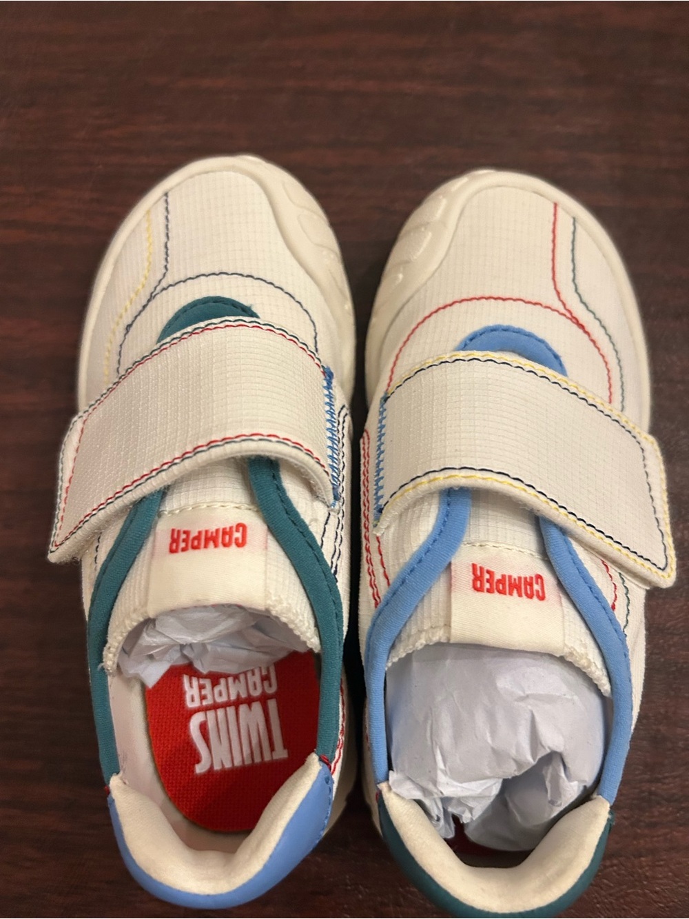 NWt Camper Kids White Canvas Velcro Sneakers